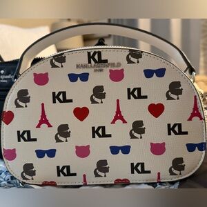 Karl Lagerfeld Beige Mini Bag with Playful Motifs